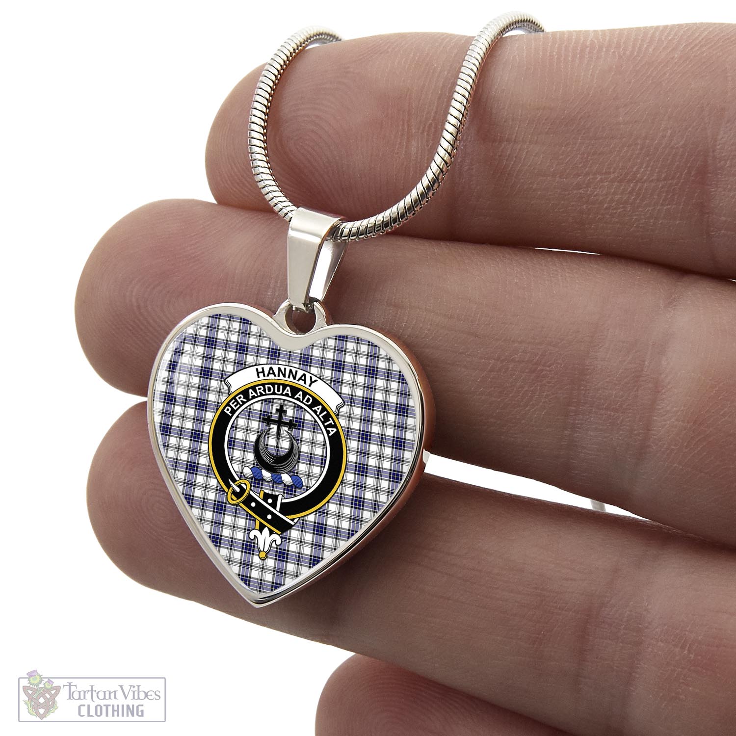 Tartan Vibes Clothing Hannay Modern Tartan Heart Necklace with Family Crest