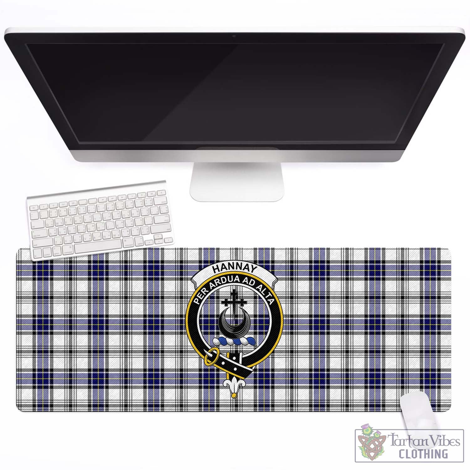 Tartan Vibes Clothing Hannay Modern Tartan Mouse Pad with Family Crest