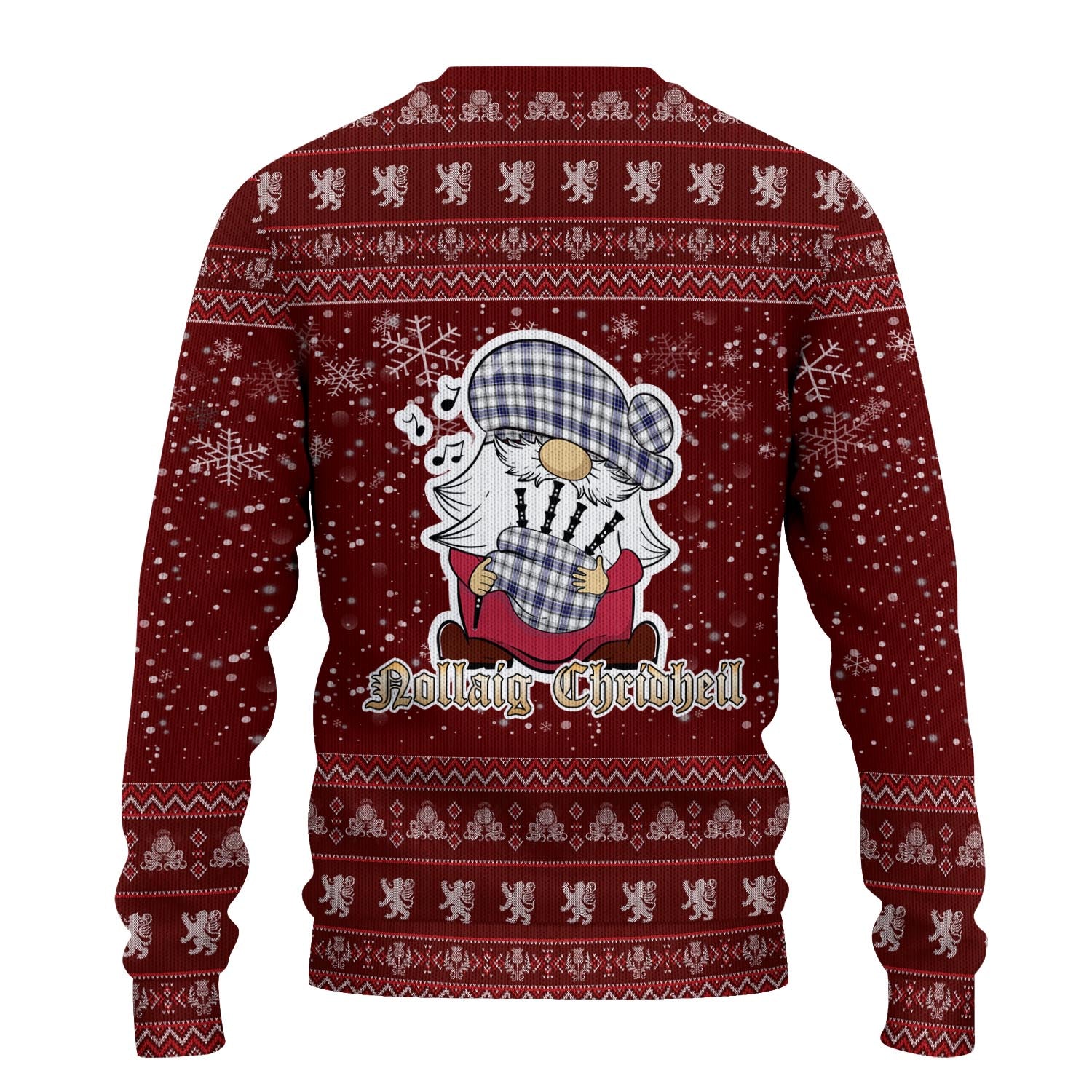 Hannay Modern Clan Christmas Family Knitted Sweater with Funny Gnome Playing Bagpipes - Tartanvibesclothing
