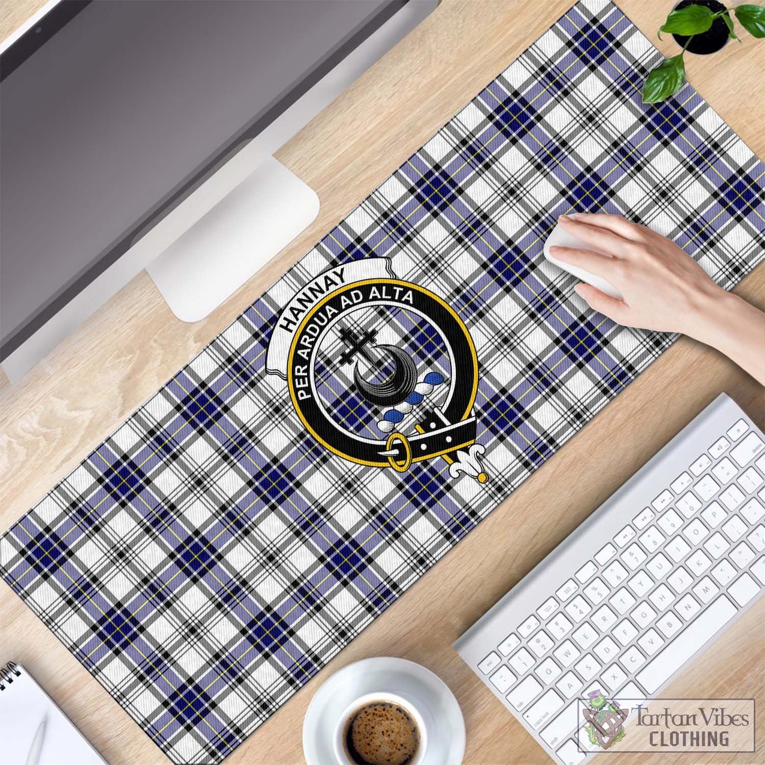 Tartan Vibes Clothing Hannay Modern Tartan Mouse Pad with Family Crest
