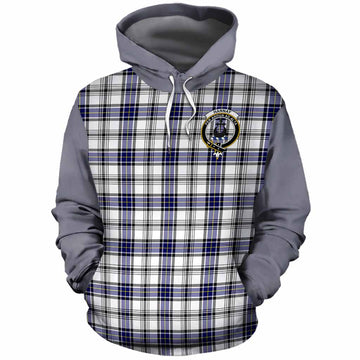 Hannay Tartan Accent Cotton Hoodie with Family Crest
