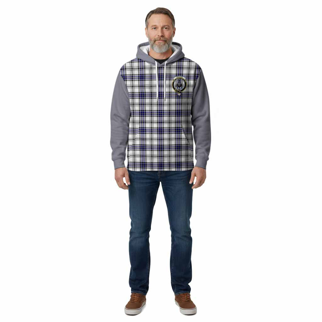 Hannay Tartan Accent Cotton Hoodie with Family Crest