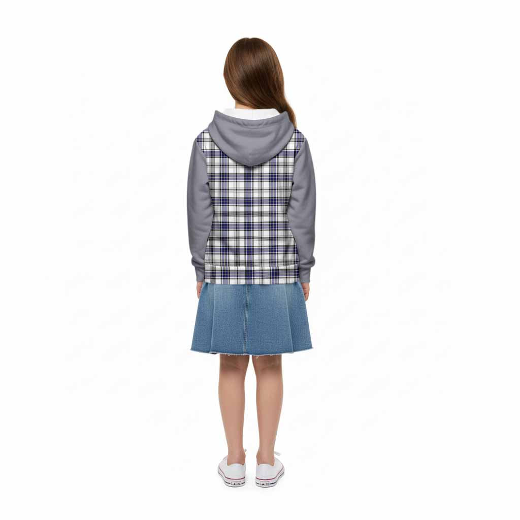 Hannay Tartan Accent Kid Hoodie with Family Crest