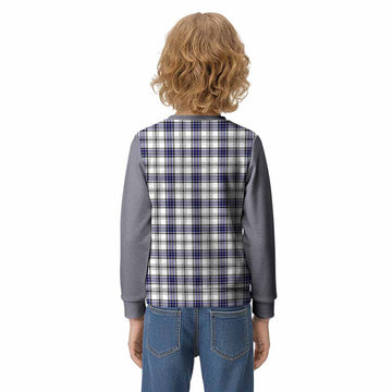 Hannay Tartan Accent Kid Knitted Sweatshirt with Family Crest