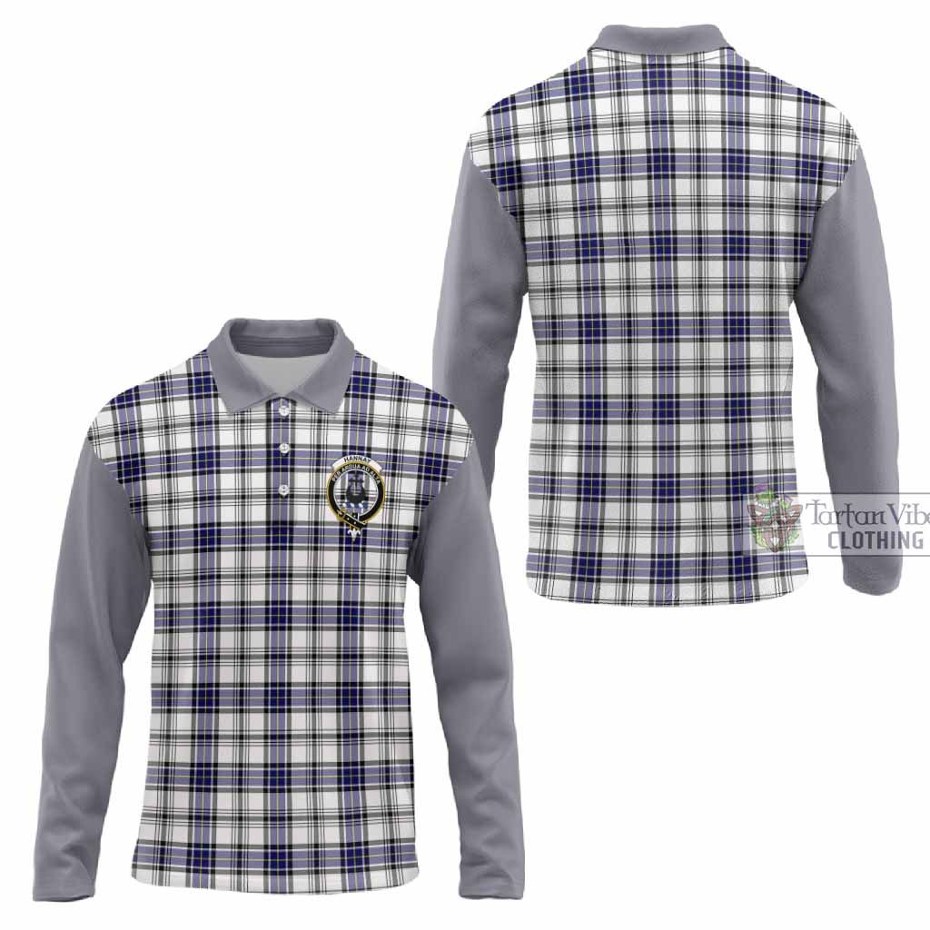 Hannay Tartan Accent Long Sleeve Polo Shirt with Family Crest