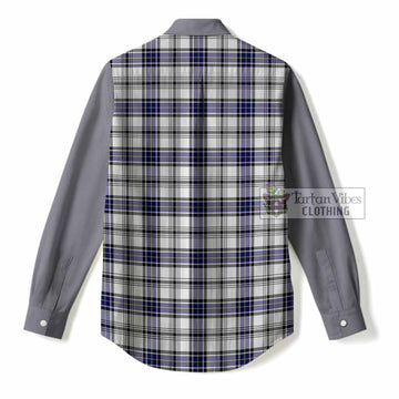 Hannay Tartan Accent Women Casual Shirt with Family Crest