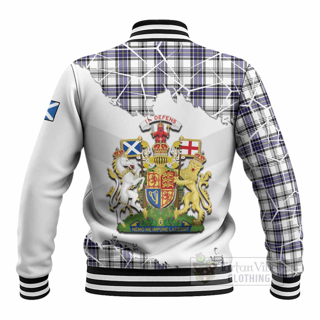 Hannay Tartan Baseball Jacket with Family Crest and Lion Rampant Grunge Style