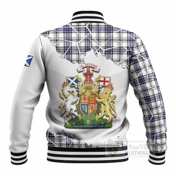 Hannay Tartan Baseball Jacket with Family Crest and Lion Rampant Grunge Style