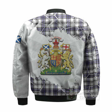 Hannay Tartan Bomber Jacket with Family Crest and Lion Rampant Grunge Style
