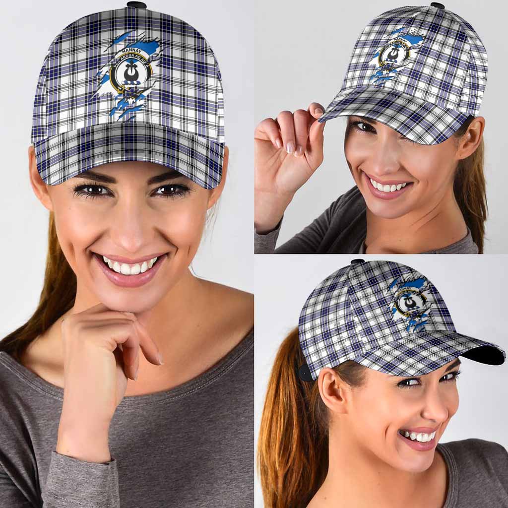 Hannay Tartan Classic Cap with Family Crest In Me Style