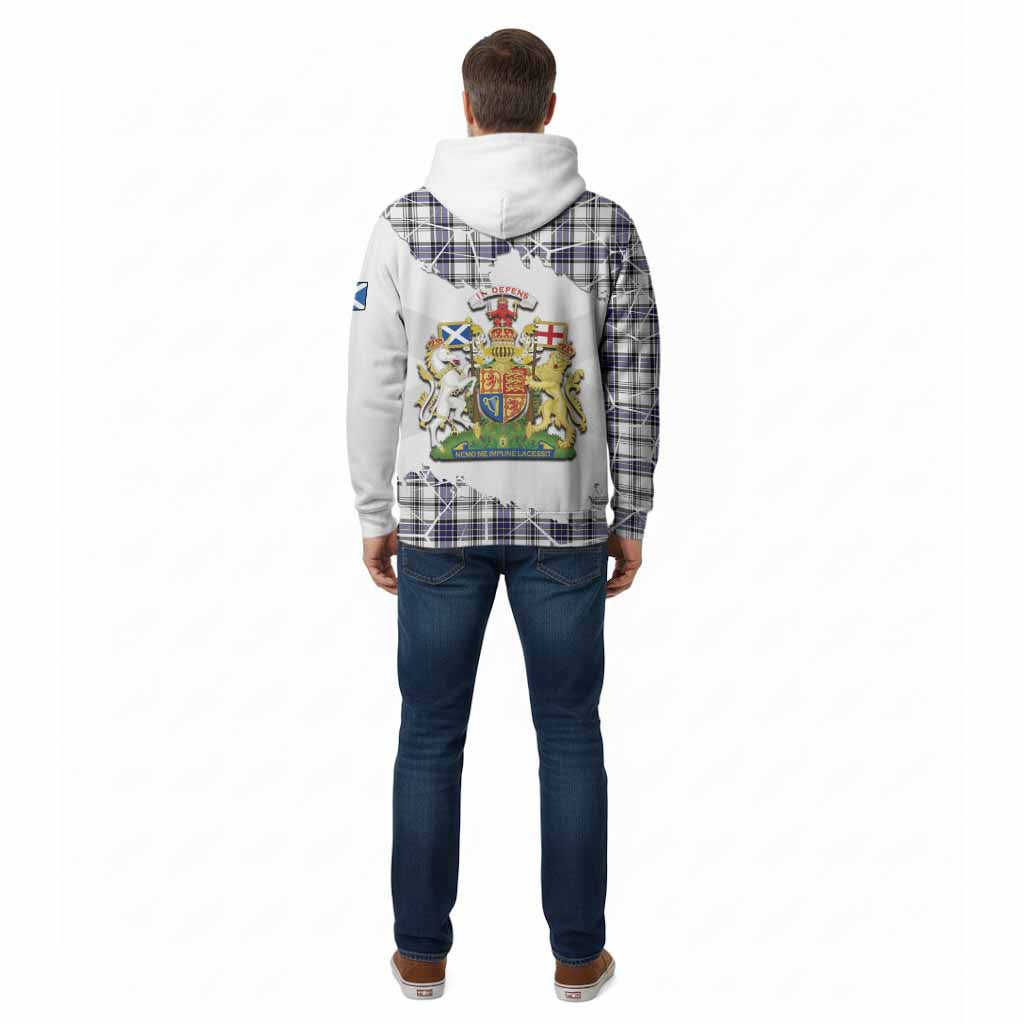 Hannay Tartan Cotton Hoodie with Family Crest and Lion Rampant Grunge Style