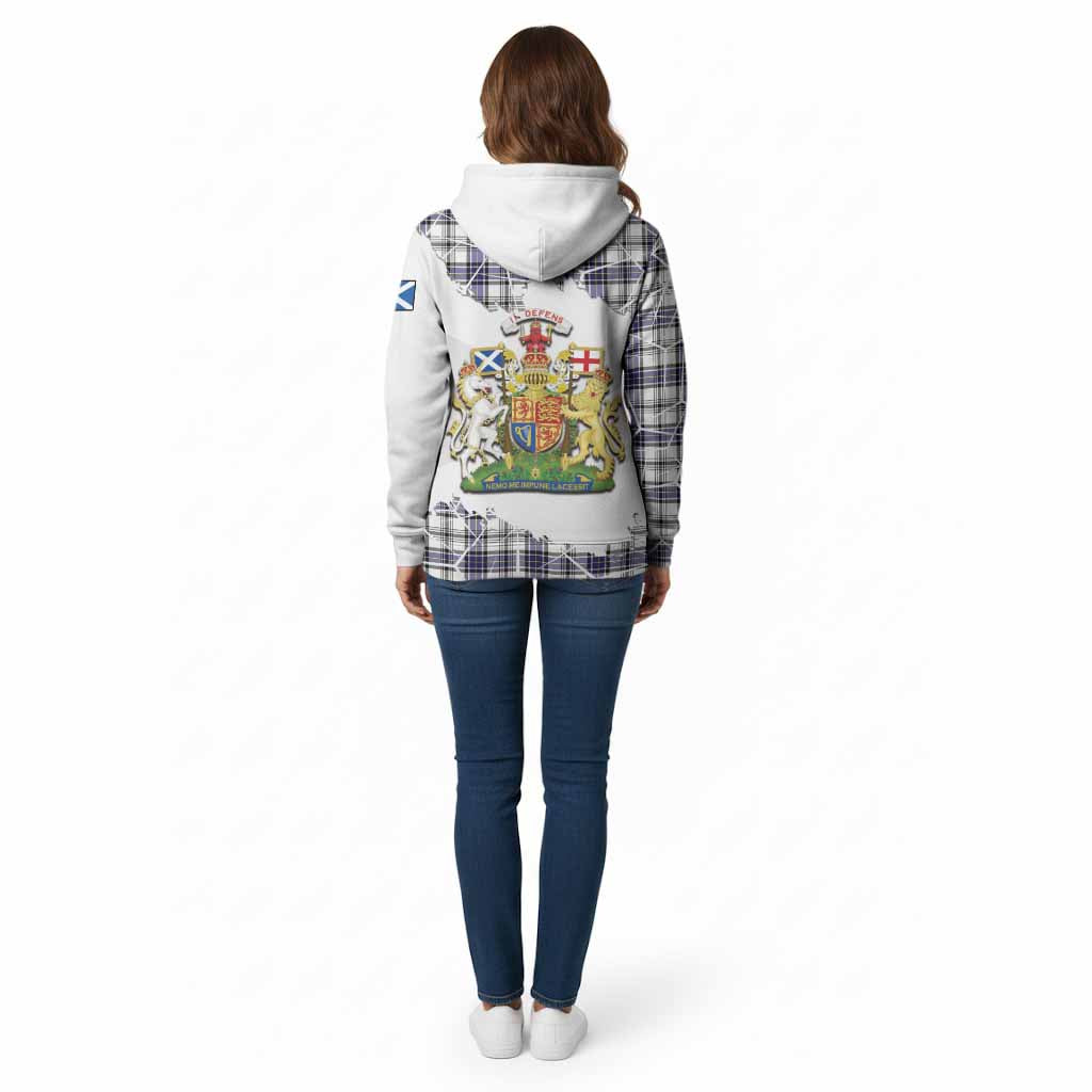 Hannay Tartan Cotton Hoodie with Family Crest and Lion Rampant Grunge Style