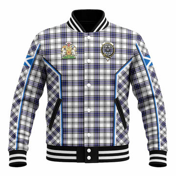 Hannay Tartan Crest Baseball Jacket Scotland Coat of Arm Flag Style