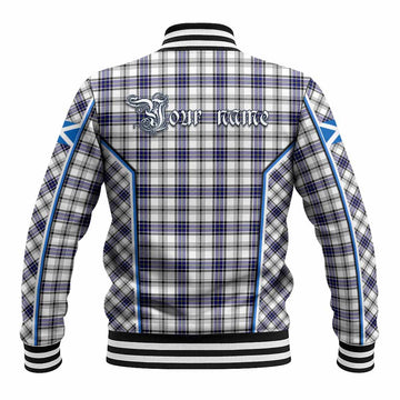 Hannay Tartan Crest Baseball Jacket Scotland Coat of Arm Flag Style