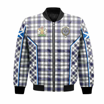 Hannay Tartan Crest Bomber Jacket Scotland Coat of Arm Flag Style