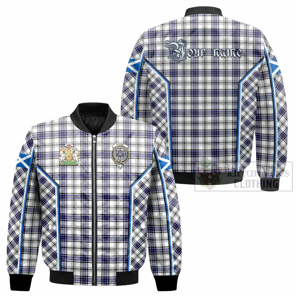 Hannay Tartan Crest Bomber Jacket Scotland Coat of Arm Flag Style - Tartan Vibes Clothing