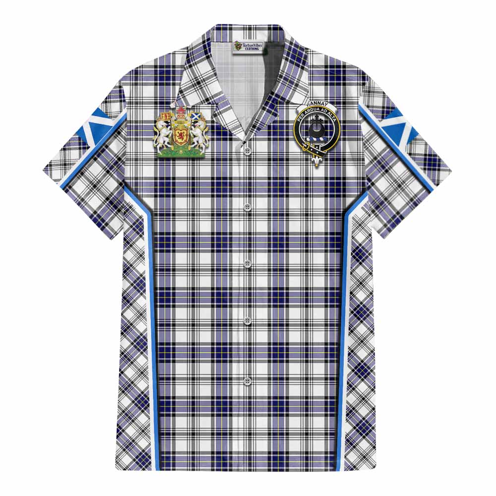 Hannay Tartan Crest Cotton Hawaiian Shirt Scotland Coat of Arm Flag Style - Tartan Vibes Clothing