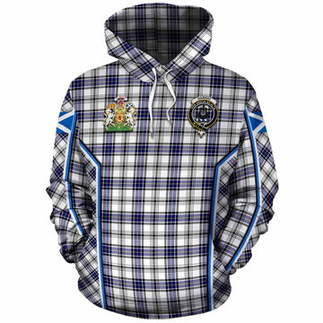 Hannay Tartan Crest Cotton Hoodie Scotland Coat of Arm Flag Style