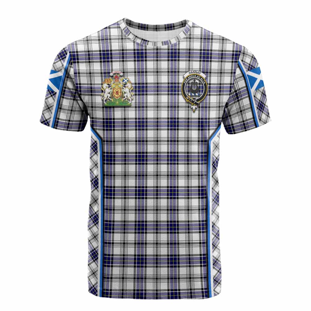 Hannay Tartan Crest Cotton T-shirt Scotland Coat of Arm Flag Style - Tartan Vibes Clothing