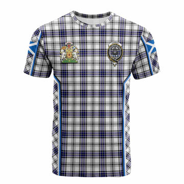 Hannay Tartan Crest Cotton T-shirt Scotland Coat of Arm Flag Style