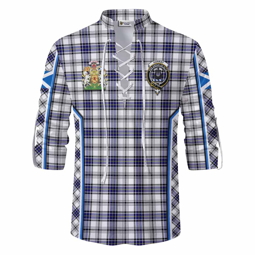Hannay Tartan Crest Ghillie Kilt Shirt Scotland Coat of Arm Flag Style - Tartan Vibes Clothing