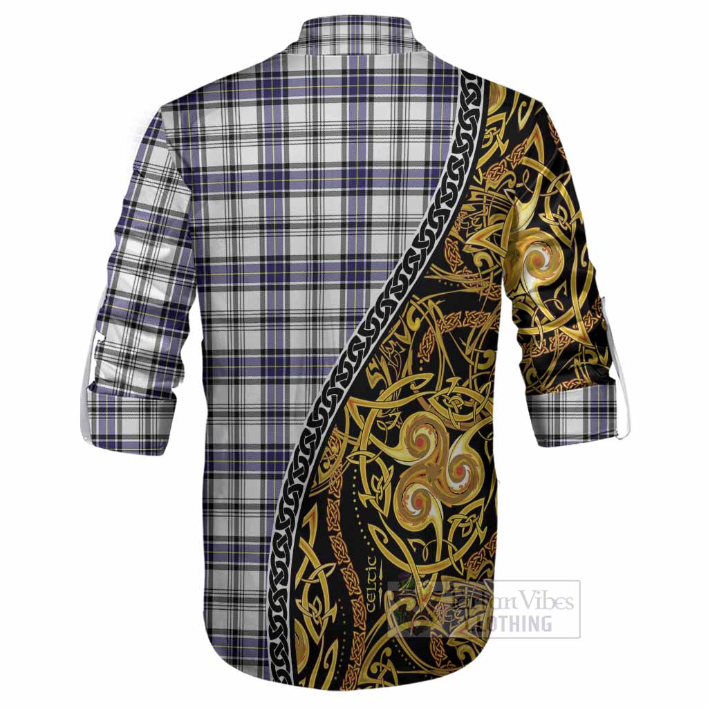 Hannay Tartan Crest Ghillie Shirt Celtic Knot and Triple Trickle Spiral Symbols