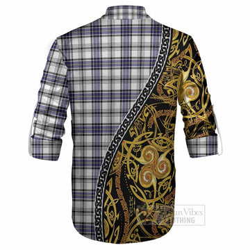 Hannay Tartan Crest Ghillie Shirt Celtic Knot and Triple Trickle Spiral Symbols