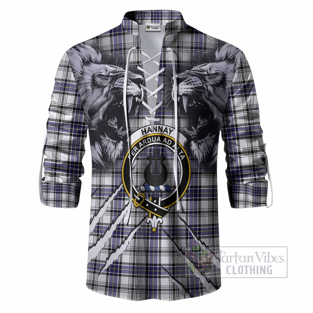 Hannay Tartan Crest Ghillie Shirt Ferocious Lion Style