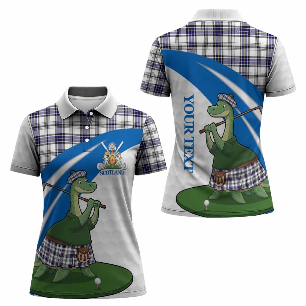 Hannay Tartan Crest Golf Nessie Women Polo Shirt Loch Ness Monster Sporty Style