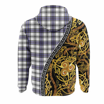 Hannay Tartan Crest Hoodie Celtic Knot and Triple Trickle Spiral Symbols