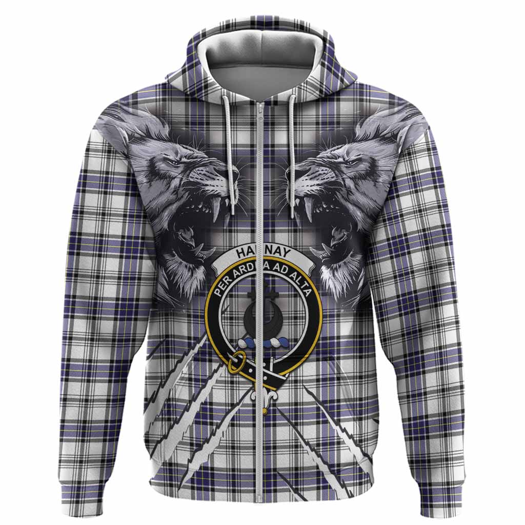 Hannay Tartan Crest Hoodie Ferocious Lion Style
