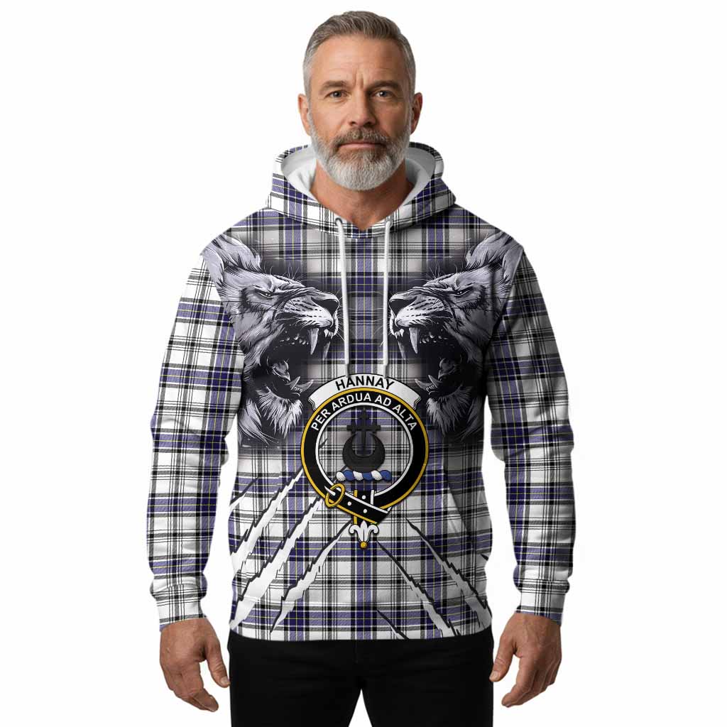 Hannay Tartan Crest Hoodie Ferocious Lion Style