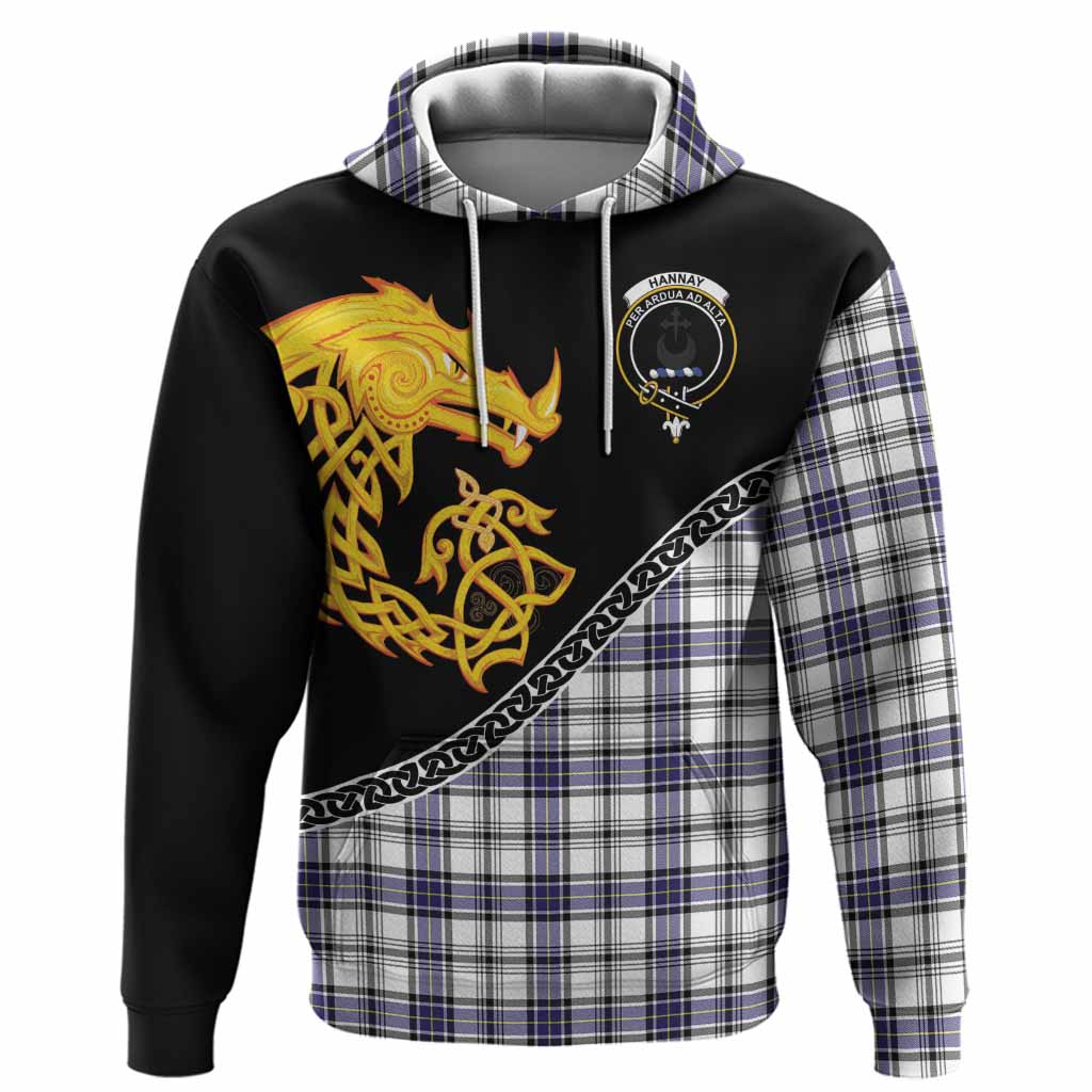 Hannay Tartan Crest Hoodie Legendary Dragon Knot Half Style
