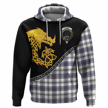 Hannay Tartan Crest Hoodie Legendary Dragon Knot Half Style