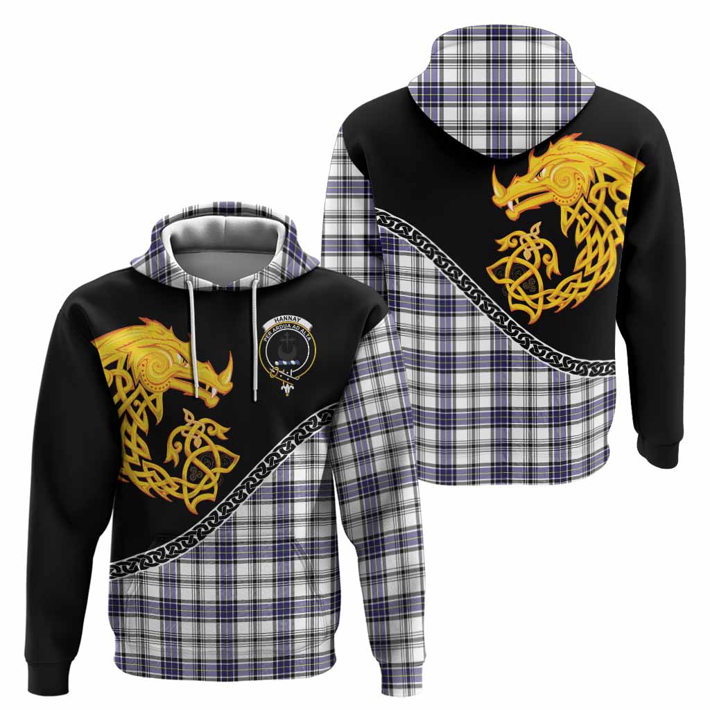 Hannay Tartan Crest Hoodie Legendary Dragon Knot Half Style
