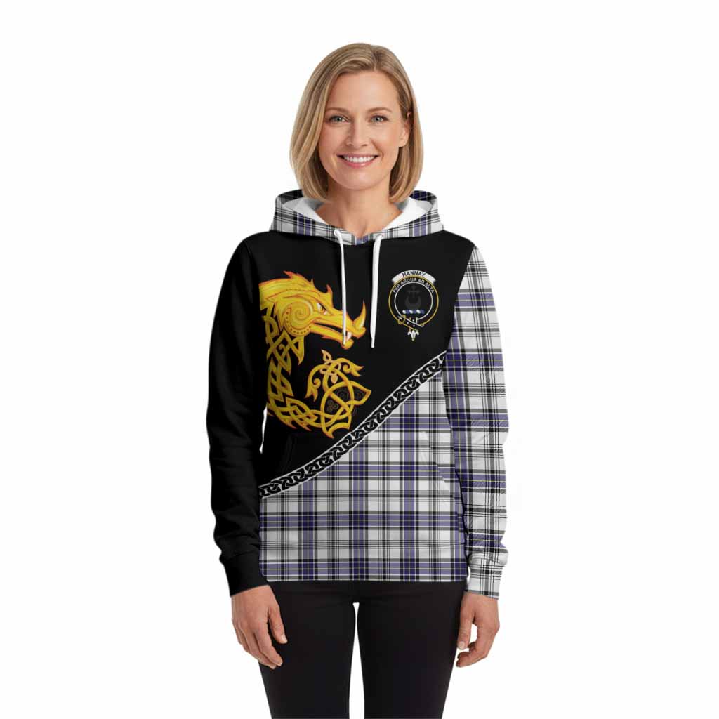Hannay Tartan Crest Hoodie Legendary Dragon Knot Half Style