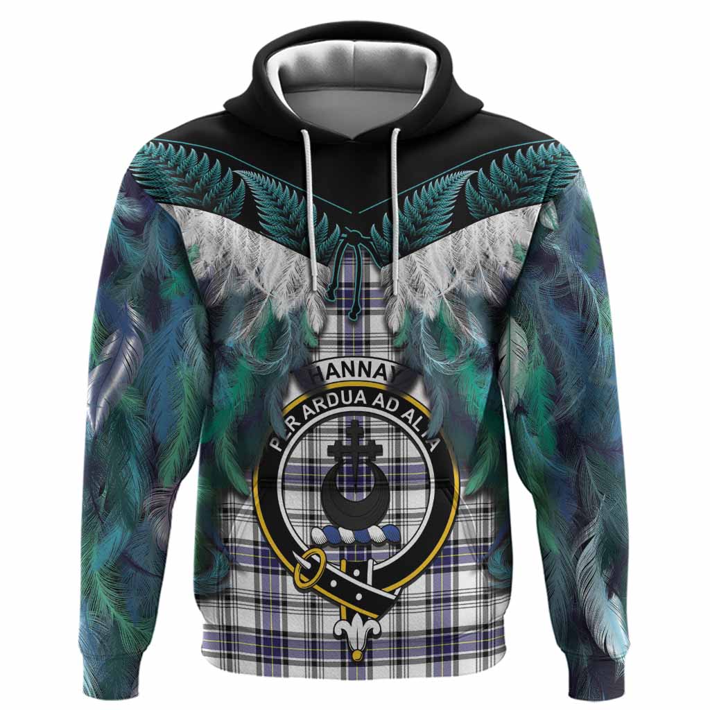 Hannay Tartan Crest Hoodie New Zealand Maori Korowai Cloak