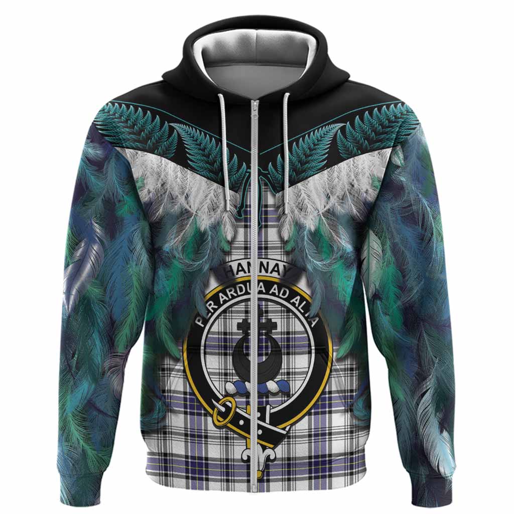 Hannay Tartan Crest Hoodie New Zealand Maori Korowai Cloak