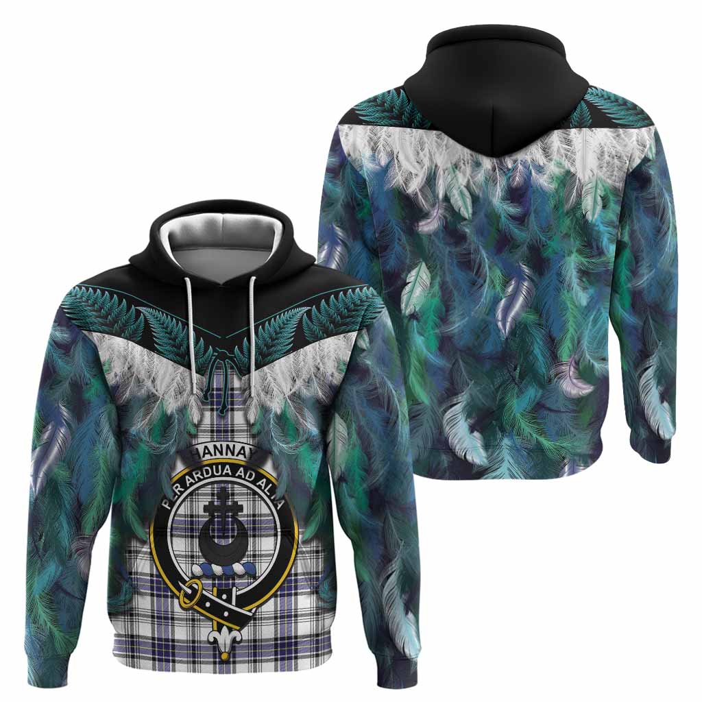 Hannay Tartan Crest Hoodie New Zealand Maori Korowai Cloak