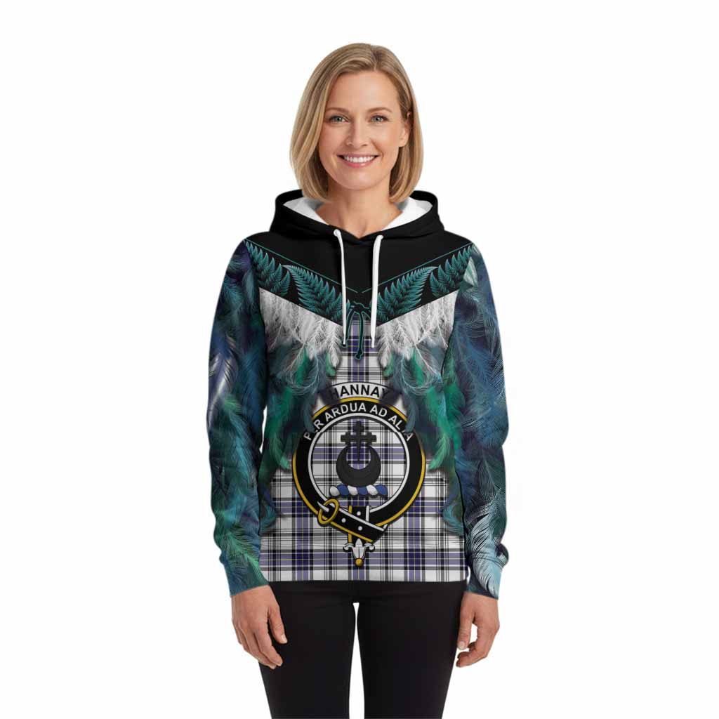 Hannay Tartan Crest Hoodie New Zealand Maori Korowai Cloak