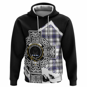 Hannay Tartan Crest Hoodie Scottish Celtic Cross Heritage