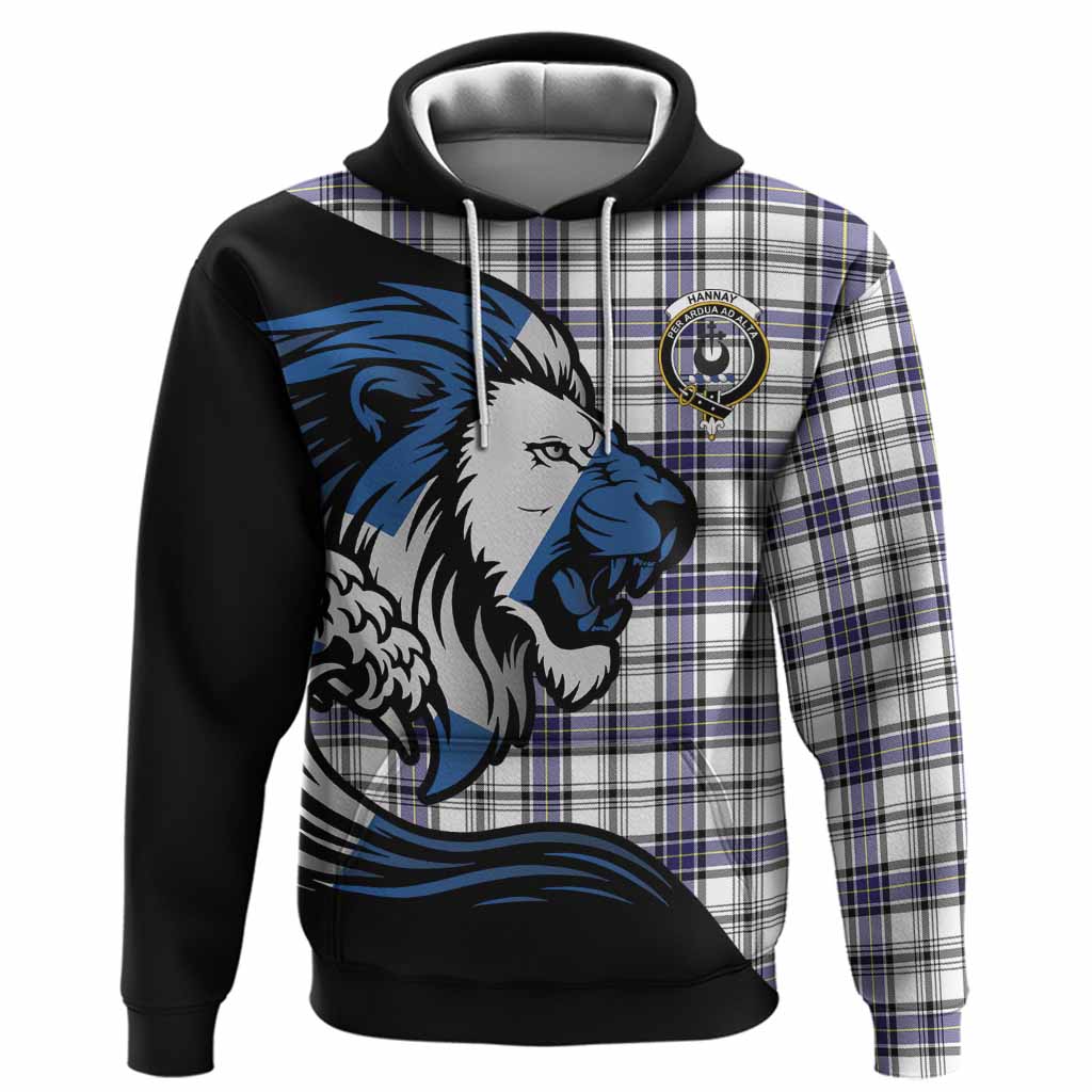 Hannay Tartan Crest Hoodie Scottish Golden Lions Wave Flow