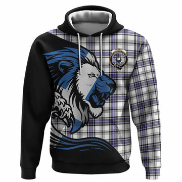 Hannay Tartan Crest Hoodie Scottish Golden Lions Wave Flow