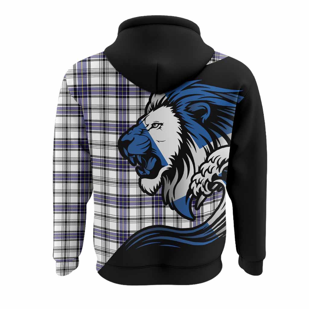 Hannay Tartan Crest Hoodie Scottish Golden Lions Wave Flow