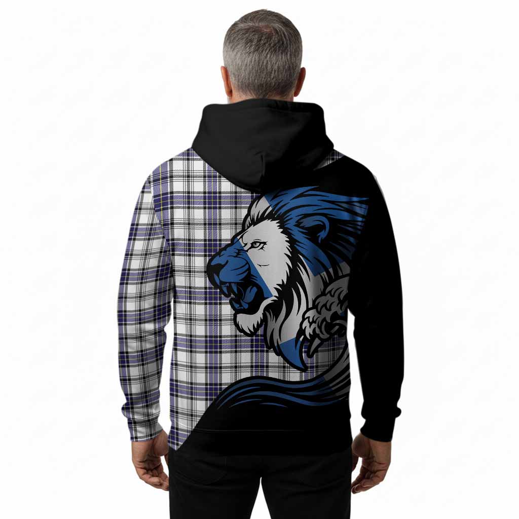 Hannay Tartan Crest Hoodie Scottish Golden Lions Wave Flow