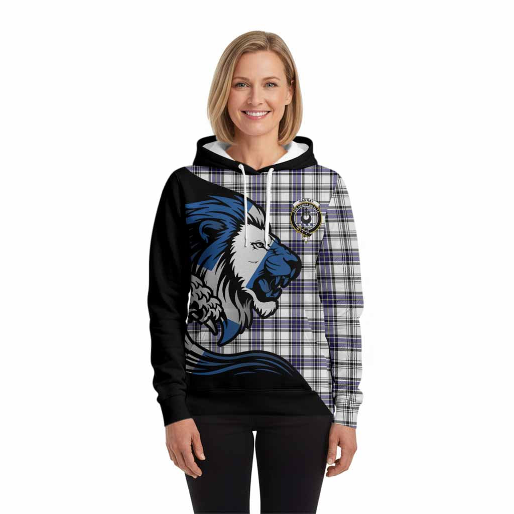 Hannay Tartan Crest Hoodie Scottish Golden Lions Wave Flow