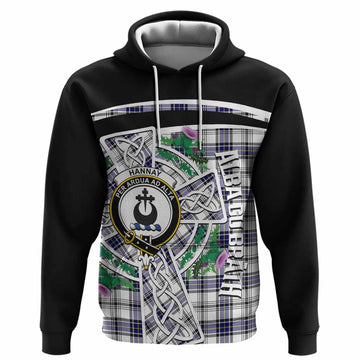 Hannay Tartan Crest Hoodie Scottish Thistle Celtic Cross Alba Gu Brath