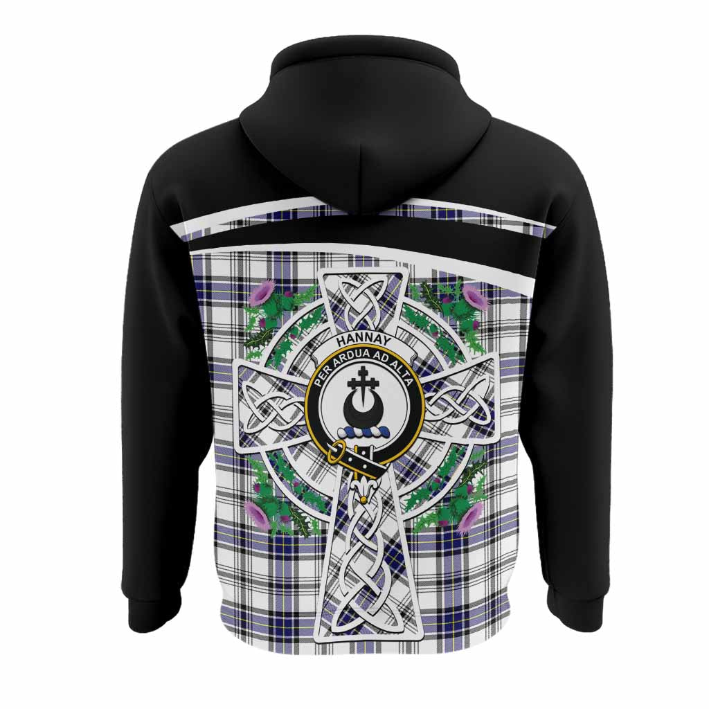 Hannay Tartan Crest Hoodie Scottish Thistle Celtic Cross Alba Gu Brath