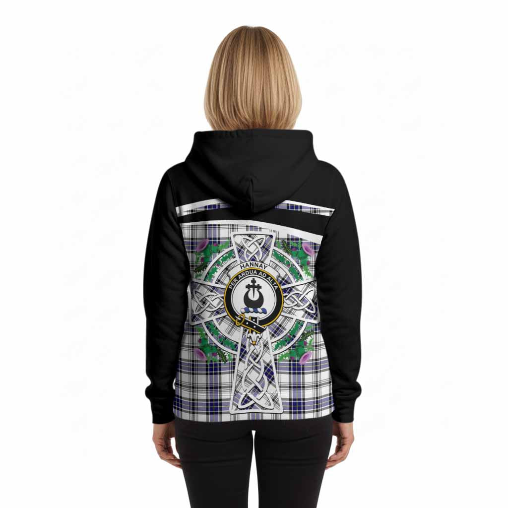 Hannay Tartan Crest Hoodie Scottish Thistle Celtic Cross Alba Gu Brath