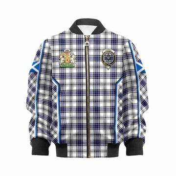 Hannay Tartan Crest Kid Bomber Jacket Scotland Coat of Arm Flag Style - Tartan Vibes Clothing